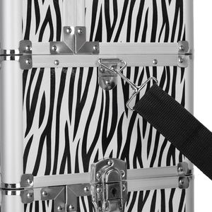 Custodia per trucco cosmetico in alluminio con stampa zebrata bianca 3-in-1 - Product Image 5