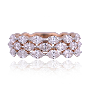 Bague Statement en Argent Sterling 925 Plaqué Or Rose avec Pavé de Zircons Cubiques et Coupes Marquise Multi-rangs, Bijou de Mode Élégant, Vente en Gros - Product Image 3