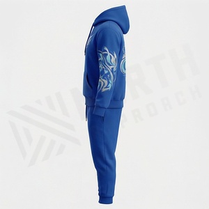 Ensemble de survêtement bleu à capuche pour homme avec imprimé dragon par sublimation, vêtements de sport décontractés, pantalon et sweat-shirt longs - Product Image 3