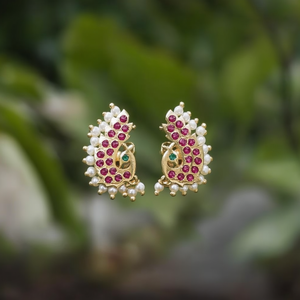 Kemp Peacock Asscher Cut Stud Earrings-Classic Trendy Zinc Alloy with Imitation Pearl - Product Image 3