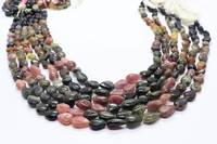Perles de tourmaline naturelle multicolores lisses et droites en forme de poire, 7x10MM, perles de pierres précieuses en tourmaline, 14 pouces, perles de poire en vrac pour bijoux