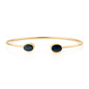 Top Quality Hot Selling <b>Solid</b> K14 Yellow <b>Gold</b> Blue Sapphire Simple Flexible Cuff <b>Bangle</b> Trendy Everyday Wear Custom Jewelry - Product Image 1