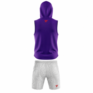 Custom Sublimated 7v7 Flag Football Uniform Sleeveless Hooded Football Jersey Shorts Set Breathable Team Training Sports Wear - Product Image 2