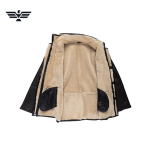 Veste de moto slim en cuir PU noir pour homme, doublure en fausse fourrure, col rabattable, fermeture éclair, respirante, coupe-vent, manteau décontracté d'hiver - Product Image 5