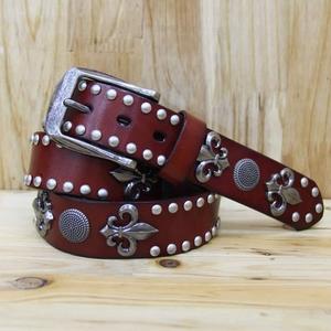 Ceinture pour homme en cuir pleine fleur écologique, faite à la main, avec rivets en acier de haute qualité, style punk, pour jeans et tenues décontractées, vente en gros 2026 - Product Image 3