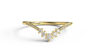 Luxury 18K Gold Pave Chevron V Shaped Diamond Wedding Band Graduated Round Cut Diamond <b>Stacking</b> <b>Ring</b> Fine Jewelry Gift for Women - Product Image 1