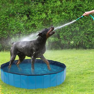 Piscina Pieghevole in Legno per Animali Domestici, Diametro 63 Pollici, Grande e Portatile per Cani e Gatti - Product Image 1