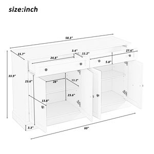 Adjustable Shelves <b>Kitchen</b> <b>Sideboard</b> Storage Buffet Cabinet 2 Drawers and 4 Doors <b>for</b> Dining & Living Room - Product Image 4