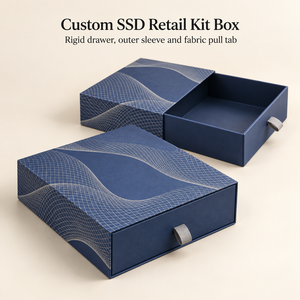 Caja de Papel con Malla de Cobalto Personalizada para SSD, Kit de Venta al por Menor, Embalaje con Logotipo OEM - Product Image 1