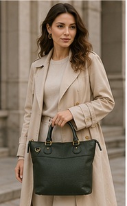 Sac fourre-tout tendance en cuir véritable pour femme Gravs, sac à bandoulière avec poignée supérieure, grande capacité, fermeture éclair amovible, doublure en polyester - Product Image 5