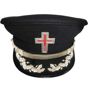 Gorra de fatiga de los Caballeros Templarios, emblema blanco y negro bordado a mano en oro con trenza dorada, insignia masónica, sombrero ceremonial de primera calidad - Product Image 6