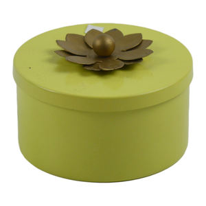 Recipiente de Almacenamiento de Especias Pintado de Amarillo Brillante con Tapa, Suministros a Granel para Cocina, Azucarero Redondo Plateado y Dorado Decorado - Product Image 2