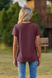 Camisetas Deportivas de Punto con Cuello Redondo, Corte Ajustado, Viscosa/Algodón, Transpirables, Manga Corta, 180g, Color Liso, Primavera/Verano, Uso Diario, para Mujer - Product Image 3
