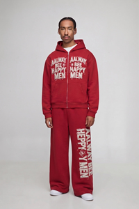 Survêtements personnalisés brodés effet vieilli pour hommes – Hoodie ample d'hiver avec patch brodé et fermeture éclair - Product Image 2