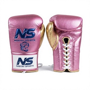 Gants de boxe NABTAY SPORTS en cuir véritable rose, antidérapants, légers, à lacets, pour poignet, unisexes, pour l'entraînement - Product Image 2