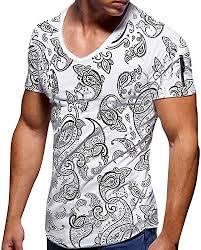 Camiseta estampada personalizada con cuello en V de alta calidad para hombre, suave, transpirable, informal, de verano, a precio de fábrica. - Product Image 4