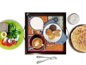 Bandeja de Servir de Madera Cuadrada con Estampado Floral, Bandeja Grande para Decoración del Hogar y Oficina, Multiusos, para Regalo - Product Image 3