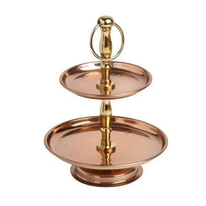 Two Tier Stainless Steel Cake Stand <b>Round</b> Dessert Display <b>Tray</b> For Party Cupcake Serving Home Decor & Organization - Product Image 3