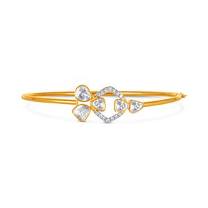 Luxury 18K Gold Plated Geometric Open Hexagon Bangle <b>Bracelet</b> for Women | <b>White</b> CZ Diamond Floral Leaf Cuff <b>Bracelet</b> | Elegant M - Product Image 1