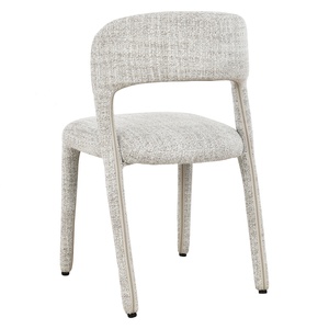 Silla de Comedor de Lujo Totalmente Tapizada en Tela, Estructura Metálica, Tela Compo Color Avena, Respaldo Envolvente, Semi KD para Apartamento - Product Image 3