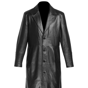 Men's Regular-Length Wool & Genuine <b>Leather</b> Breathable <b>Trench</b> <b>Coat</b> with Belt Outdoor Winter Jacket - Product Image 1