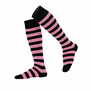 Striped Knee High <b>Socks</b> Pink <b>Black</b> Crew Tube <b>Socks</b> for Men <b>Women</b> Unisex Sports <b>Socks</b> - Product Image 6
