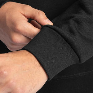 Sudadera con capucha de forro polar grueso, extragrande, con cremallera, bordada, de alta calidad, color negro, para hombre, estilo urbano, venta al por mayor - Product Image 5