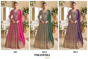 Vestido Anarkali de Diseñador Sayuri, Modelo Parampara, en Tela Georgette, con Bordado Intenso, Lentejuelas y Trabajo Zarkan, Ideal para Bodas, Superventas - Product Image 6