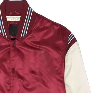 Veste universitaire rouge pour homme, coupe classique, col rabattu, doublure en satin, fermeture boutonnée, couleur unie, style décontracté d'automne - Product Image 3