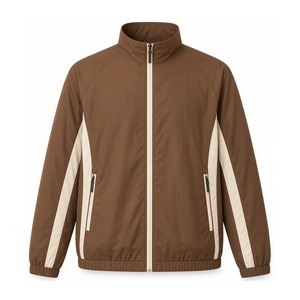 Veste coupe-vent légère pour homme en polyester noir à chevrons, fermeture éclair intégrale, coupe-vent, pour la course à pied, le sport et les activités de plein air - Product Image 2