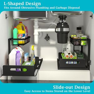 Pull Cabinet Organizer Under Sink Slide Shelf for <b>Kitchen</b> & Bathroom <b>Storage</b> <b>Kitchen</b> <b>Storage</b> Shelves - Product Image 3