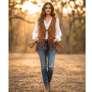 Nuevo Chaleco de Invierno para Mujer, Talla Grande, Estilo Vaquero Vintage, de Lona, con Flecos, Impermeable, Cortavientos, Ropa Exterior Formal - Product Image 1