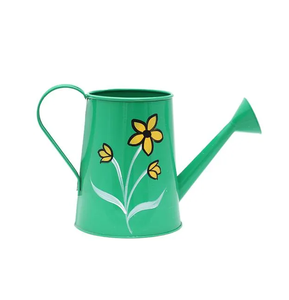 Arrosoir décoratif en métal avec motif floral peint à la main, arrosoir de jardin à long bec avec poignée, style vintage pour plantes - Product Image 1