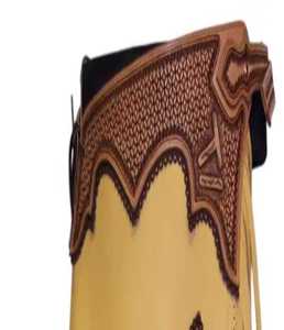 Polainas de Cuero Hechas a Mano para Montar a Caballo con Flecos Elegantes y Cierres de Broche Duraderos, Ideales para Rodeo Profesional - Product Image 3