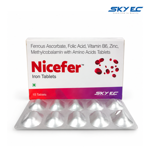 Tabletas de Hierro Natural SkyEc Nicefer, 10 Unidades, con Ascorbato Ferroso, Ácido Fólico, Vitamina B6 y Zinc para Adultos - Product Image 2