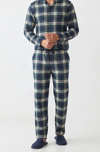 Men's <b>Plaid</b> Printed Cotton <b>Pajama</b> Set Full Sleeve Turn-down Collar Breathable Winter Loose Fit Side Pockets Streetwear 2-in-1 - Product Image 6