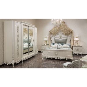 Juego de Dormitorio Moderno Minimalista de Madera de Teca Sólida, Cama King Tapizada en Tela Gris de Lujo, Armario y 2 Mesitas de Noche - Product Image 1