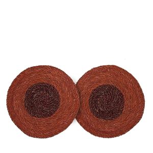 Wholesale Handcrafted Round Woven Seagrass Placemat Eco-Friendly Purple and Natural <b>Table</b> Mat <b>for</b> Dining Room Kitchen Decor - Product Image 6