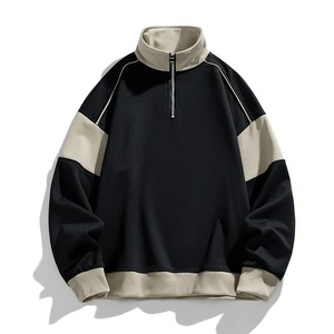 Sudadera de punto transpirable para hombre con bloques de color, cremallera de un cuarto, manga raglán, cuello alto, estilo casual, ajuste regular, para otoño - Product Image 5