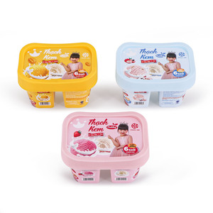 Ly nhựa PP dùng một lần hình chữ nhật tròn, có nắp, đựng sữa chua kem dâu tây 106g, có nhãn dán - Product Image 6