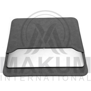 Leather <b>Laptop</b> Cover Gray PU Leather <b>Laptop</b> <b>Sleeve</b> with Flap Closure and Inner Pocket for Portable Protection - Product Image 3