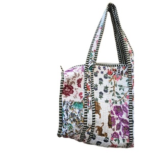 Luxury Cotton Duffle <b>Weekend</b> <b>Bag</b> Block Print Fabric Quilted Shoulder <b>Travel</b> Hand Luggage Vintage Custom Overnight Zipper <b>Bag</b> - Product Image 4