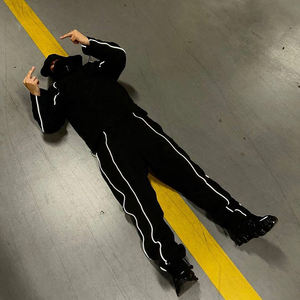 Custom Mens Color Block Patchwork Windbreaker Polyester Nylon Tracksuit Mens Track <b>Zip</b> <b>up</b> <b>Jacket</b> and Shorts Tracksuit - Product Image 3