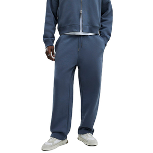 Conjunto Deportivo Azul con Capucha para Hombre, Manga Larga, Color Sólido, Corte Holgado Informal, Efecto Deslavado, con Bolsillos Laterales y Cierre con Cordón - Product Image 5