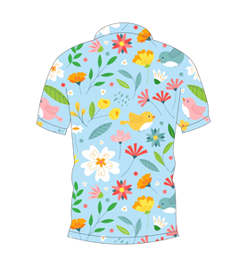Polo pour homme bleu ciel à imprimé floral et oiseaux, décontracté, à manches courtes, mode été, chemise de golf - Product Image 5