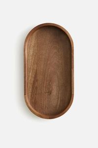 Juego de bandejas de servir de madera, forma ovalada, acabado lacado, diseño elegante para uso residencial, decoración para el hogar, última llegada. - Product Image 4
