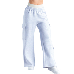 Pantalon cargo décontracté sportif rose uni taille haute coupe droite longueur entière pour femme avec poches et taille élastique, idéal pour l'été, 100 % polyester - Product Image 5