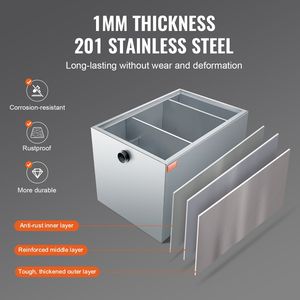 Commercial Kitchen Steel Fabrication 40 LBS Stainless Steel Grease Trap 10 GPM Waste Interceptor Sink <b>Side</b> Inlet Interceptor - Product Image 3