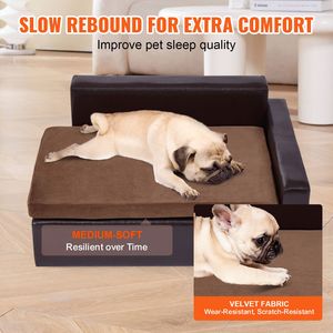 Divano per Animali Domestici per Cani e Gatti di Taglia Media, Capacità di Carico 110 Libbre, Letto Morbido in Pelle per Cani, Nero - Product Image 4