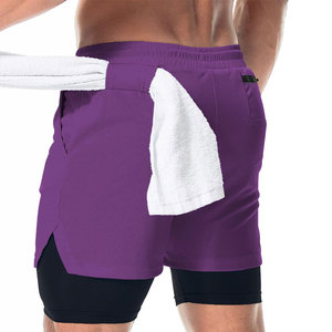 Built In <b>Compression</b> Gym <b>Shorts</b> For <b>Men</b> Muscle Support Reduce Friction Smooth Texture Blended Fabric <b>Shorts</b> With Custom Logo - Product Image 2